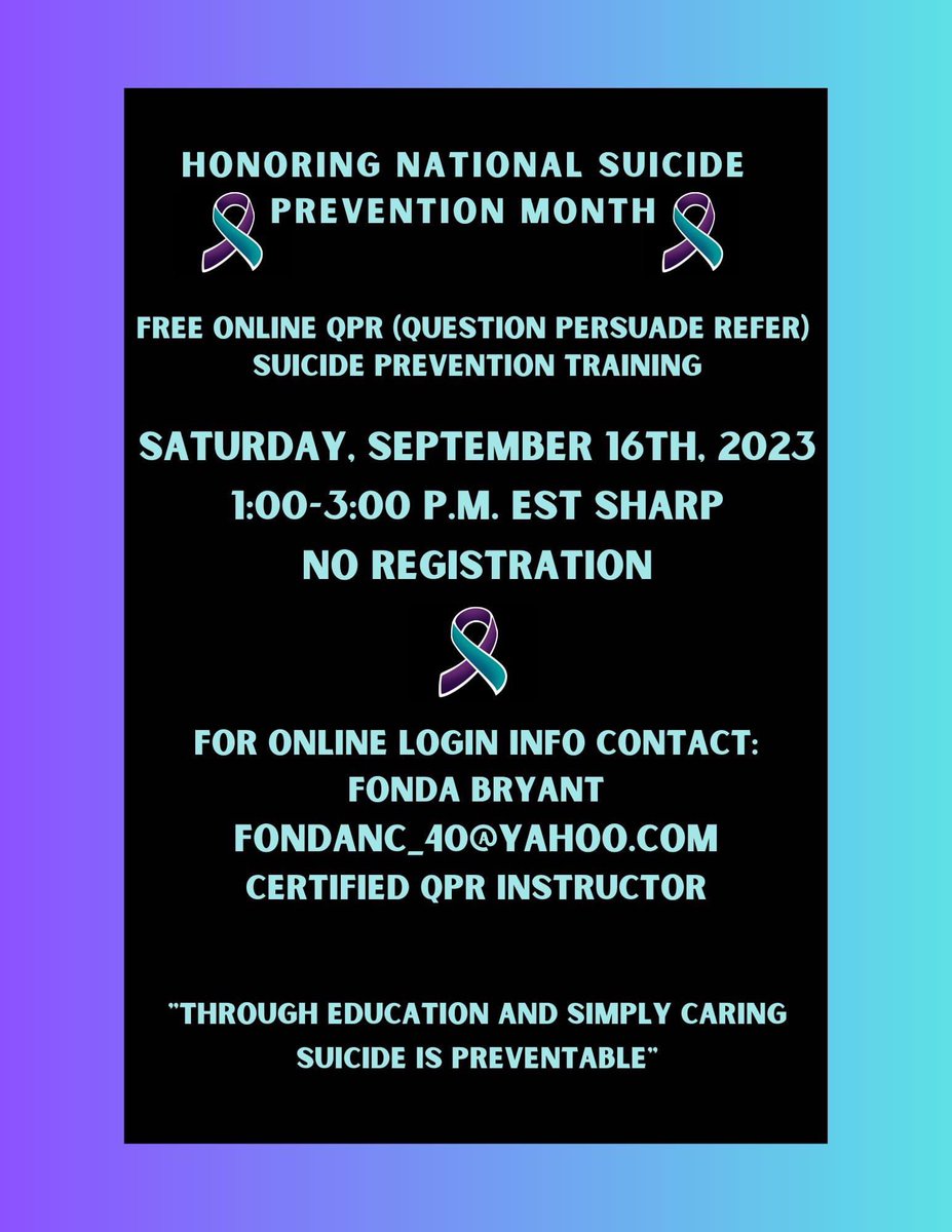 <a href="/wsoctv/">WSOCTV</a> If people get educated on the warning signs of suicide, they can save a life!  You don’t have to be a professional to save a life.  If you’d like to take the FREE online QPR (Question Persuade Refer) Suicide Prevention Training, please reach out