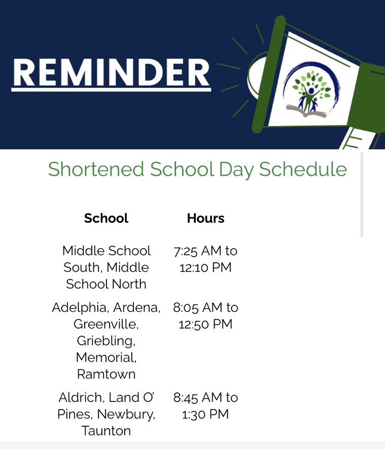 Reminder!  Howell Township Public Schools will be operating on a shortened day schedule on Friday, September 15, 2023.  #HTPSCommunityEngagement