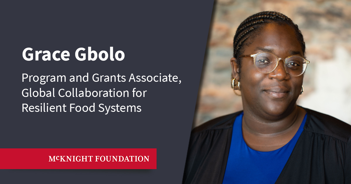 McKnightFdn's tweet photo. We're pleased to welcome Grace Gbolo as program and grants associate on the Grants &amp; Program Operations team working with our Global Collaboration for Resilient Food Systems. She is passionate about food, farming, racial equity, and environmental justice. https://t.co/SEVMGPyldf https://t.co/6yBotS9Enh