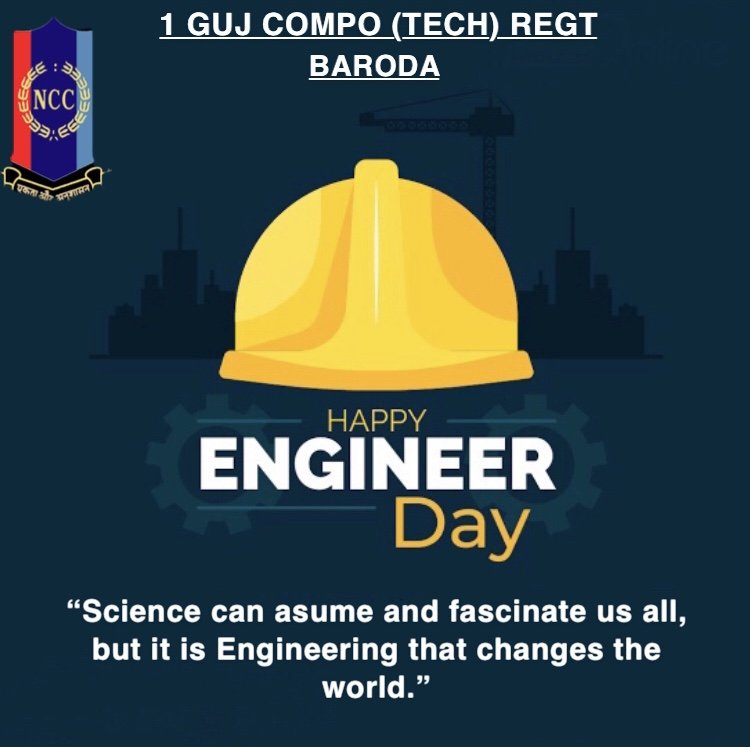 push4679's tweet photo. Dr. Mokshagundam Visvesvaraya sir born on Sep15,1861. Due to his various contributions in the field and being a pioneer in education, sep15 is celebrated as #EngineersDay
@rajnathsingh
@drajaykumar_ias
@adgpi
@PMOIndia
@SpokespersonMoD
@HQ_DG_NCC
@DefencePRO_Guj
@NCC_Dte_Gujarat https://t.co/fPByTxMlwp