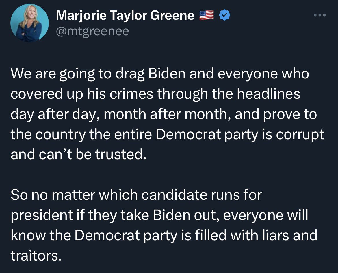 The only headlines will be on Fox and Newsmax. Pretty sure those viewers aren’t undecided voters. Try and win an election outside your R+30 district and see what happens.