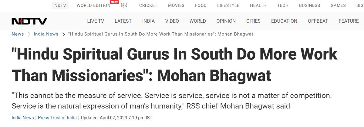 capturememory's tweet image. Really? Here is a quote from one of your #SanatanaDharma saviors :

&quot;Hindu Spiritual Gurus In South Do More Work Than Missionaries&quot;: Mohan Bhagwat

South India has the most wealthiest Hindu religious gurus not just in Akand #Bharat, but in the whole wide world.

1) RaviShankar…