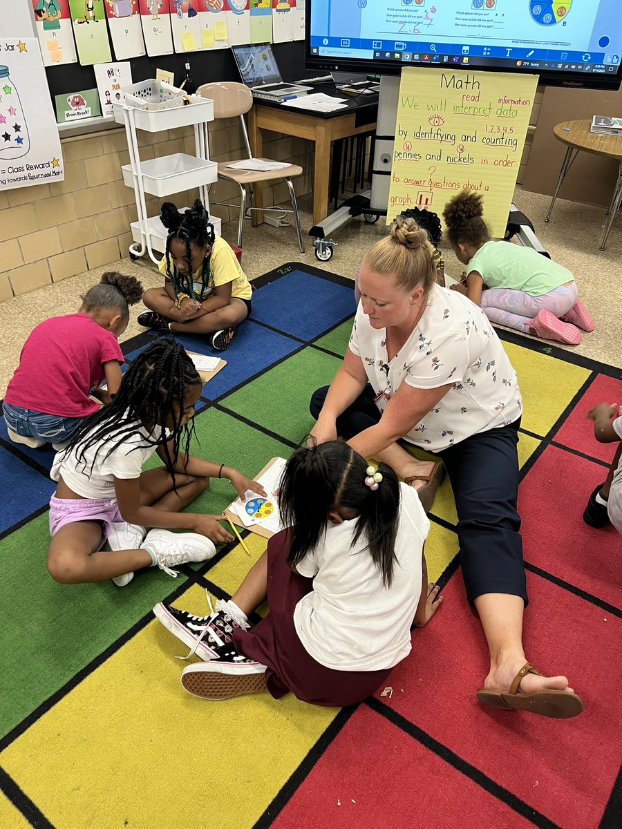 kellyaoconnell's tweet image. Our math resource teacher, @kestreett modeled a math lesson in first today. She included a well written/ unpacked objective, explicit instruction, strong modeling, and feedback. Students engaged in discussion and hands on learning! #MarsStars #ModelLesson #Mathematics
