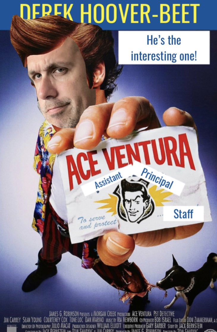 DHooverBeetFCPS's tweet photo. 90’s week continues. Ace Ventura may have been a hit in the 90’s, but with 90’s week at school, maybe I’m the interesting one. #TeamMonocacy #90sweek #OneTeamOneMission https://t.co/qBPOX2HqyM