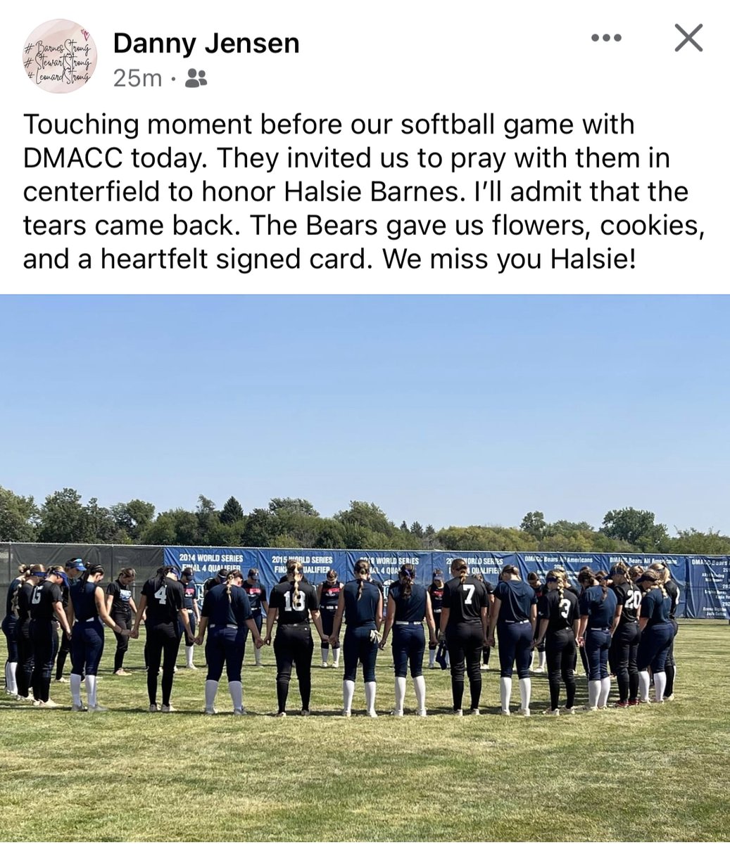 A pretty special moment for the Spartan softball team in Boone as they scrimmaged DMACC today. 

A huge THANK YOU to the softball team, coaches, and administrators at DMACC.