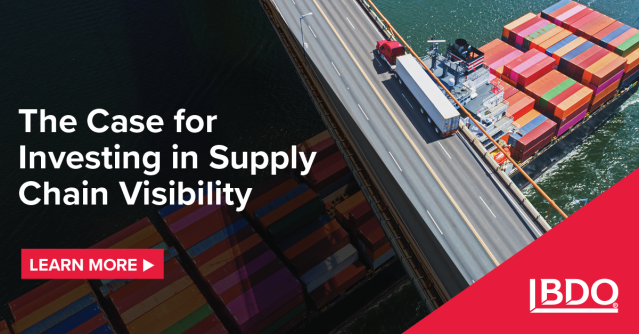.@BDO_USA explains why manufacturers and suppliers looking to mitigate risks should invest in end-to-end visibility within their supply chains. #Manufacturers #SupplyChainVisibility bit.ly/3EECLVZ