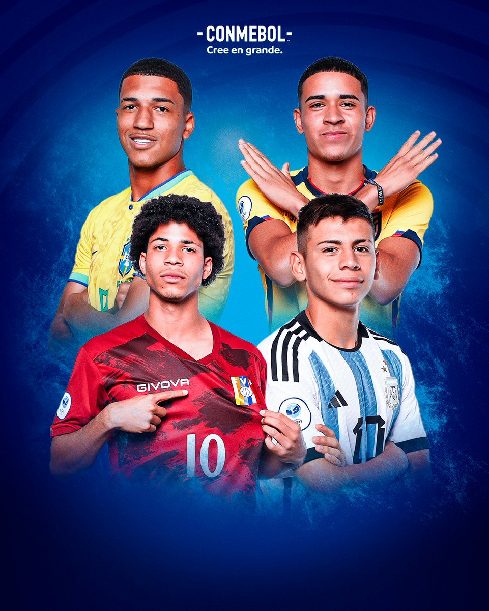 CONMEBOL's tweet photo. ¡Mañana se sortea la FIFA #U17WC 2023! @Argentina, @CBF_Futebol, @LaTri y @SeleVinotinto conocerán a sus rivales 🇦🇷🇧🇷🇪🇨🇻🇪

Amanhã ocorre o sorteio da FIFA #U17WC 2023! #Argentina, #Brasil, #Equador e #Venezuela conhecerão seus rivais ✍️

#CreeEnGrande | #AcrediteSempre https://t.co/F54VN7Y6cm