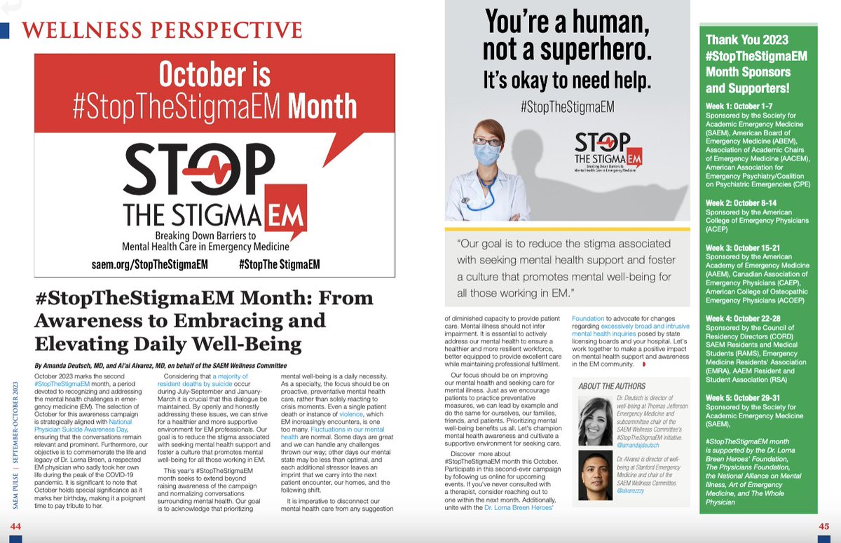 Get ready for October. This year's campaign has @drbreenheroes @physicianline @WholePhysician @EmergencyArt @PhysiciansFound @NAMICommunicate joining #StopTheStigmaEM #doctorsarehumantoo @ABEMCert @SAEMonline @ACEPNow @aaeminfo @CORD_EM