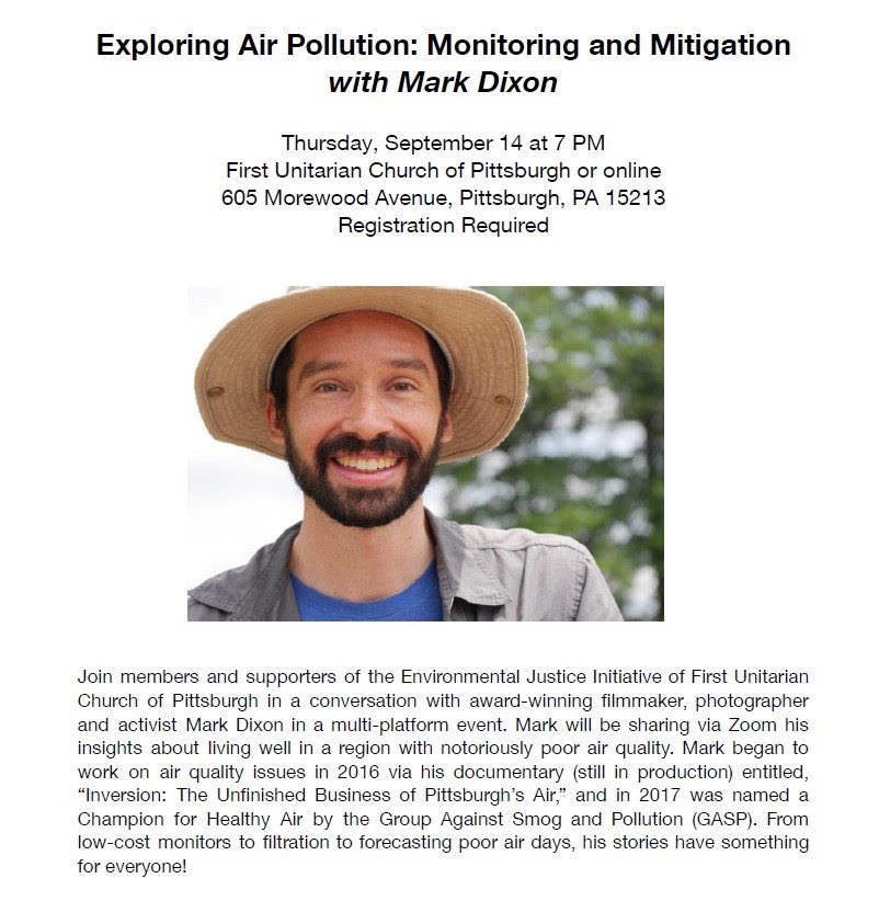 Join PIIN member church First Unitarian for a special event tonight with environmental justice advocate &amp; filmmaker Mark Dixon. Register at: bit.ly/MarkDixonFirstU
