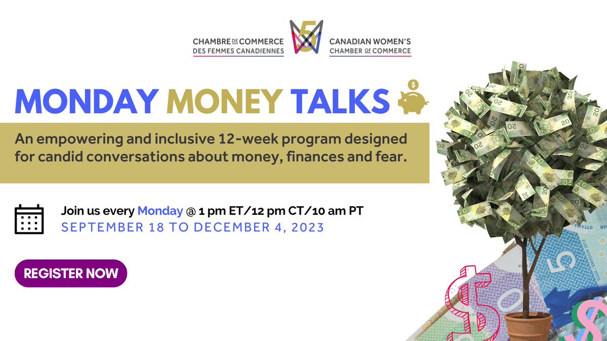 Members – Come to Monday Money Talks every Monday from Sept. 18th for an empowering and inclusive 12-week series led by serial entrepreneur Frances Schagen, designed for candid conversations about money, finances and fear. Members can register here: bit.ly/3OZK27A