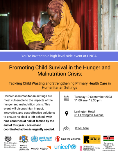 With 9 countries at risk of famine by the end of the year urgent action is needed to protect children. Join @SaveCEO_Intl, @WorldVision, and @RESCUEorg on Tues 19th🗓️to discuss urgently needed solutions #FeedingFutures

RSVP here 👉 docs.google.com/forms/d/e/1FAI…