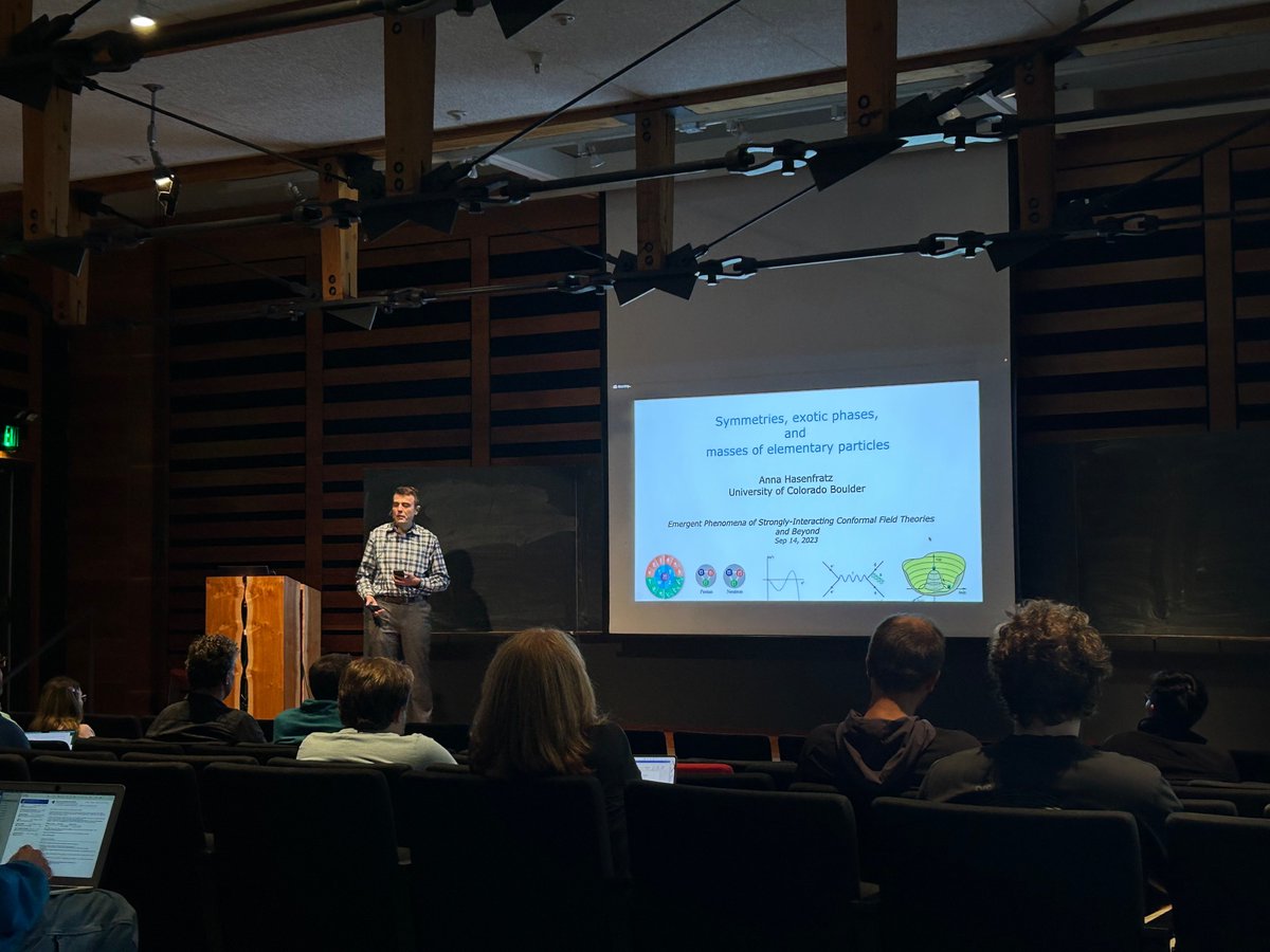 MKMontheLattice's tweet photo. As a culmination of a workshop on symmetric mass generation & more
@AspenPhysics center, Anna Hassenfratz
@CUBoulder @PhysicsColorado
giving a colloquium on "Symmetries, Exotic Phases, and Masses of Elementary Particles“ #physics #Higgs #qcd #strongcoupling #massgeneration https://t.co/jDhLNywtw8