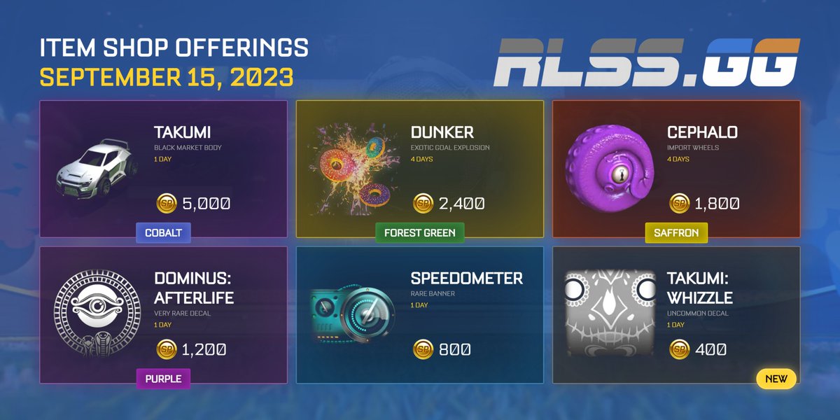 PlayRLSS's tweet photo. #RLSideswipe item shop offerings on 15th September 2023. https://t.co/ryusOBFLmv