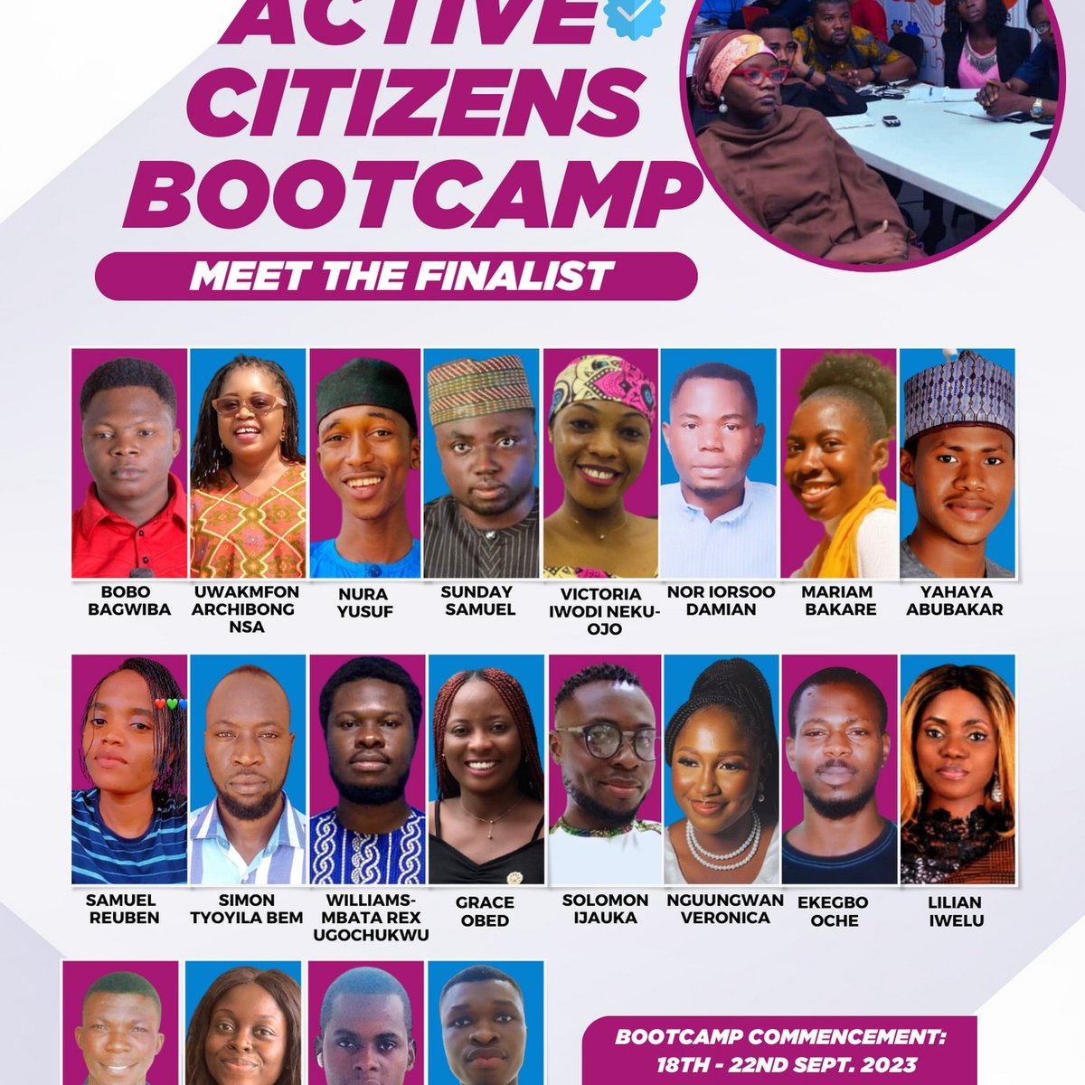 Senatorbem's tweet photo. I'm Simon Bem TYOYILA, am happy to announce to you all that am among the Finalist of the ACTIVE CITIZENS BOOTCAMP.
What a great opportunity to meet with great stakeholders in Government, Business leaders and Vision driven youths who aspire to be civic leaders 
Thank you https://t.co/5GuLj2NuIC
