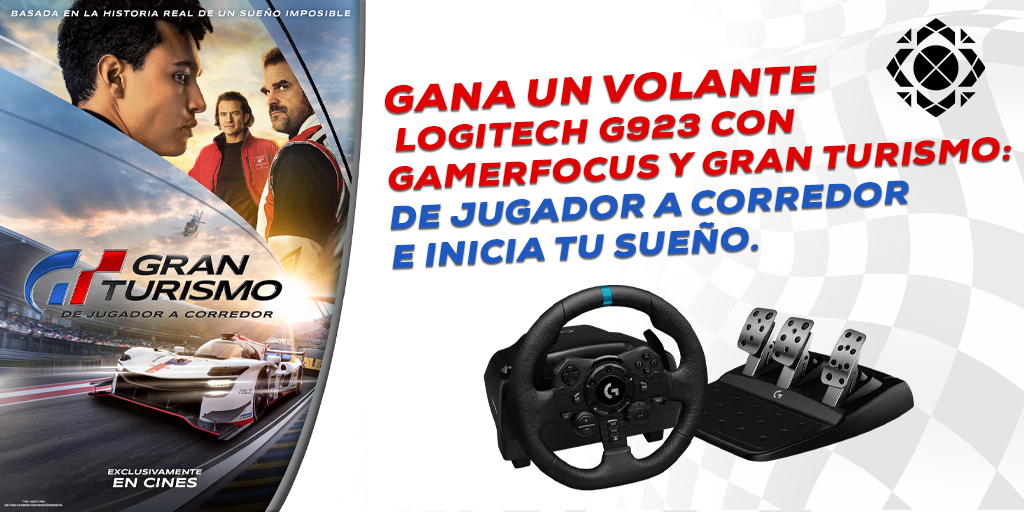 GamerFocus's tweet photo. Aún puedes ganar un volante #Logitech G923 con #GamerFocus y #GranTurismo: De jugador a corredor. Sigue a @SonyPicturesCol y responde a nuestras preguntas en nuestras redes sociales. Hoy en X: ¿Qué deporte practicaba el padre de Jann? ¡Respóndela antes de las 7:30! https://t.co/b6LmM4DF1Z
