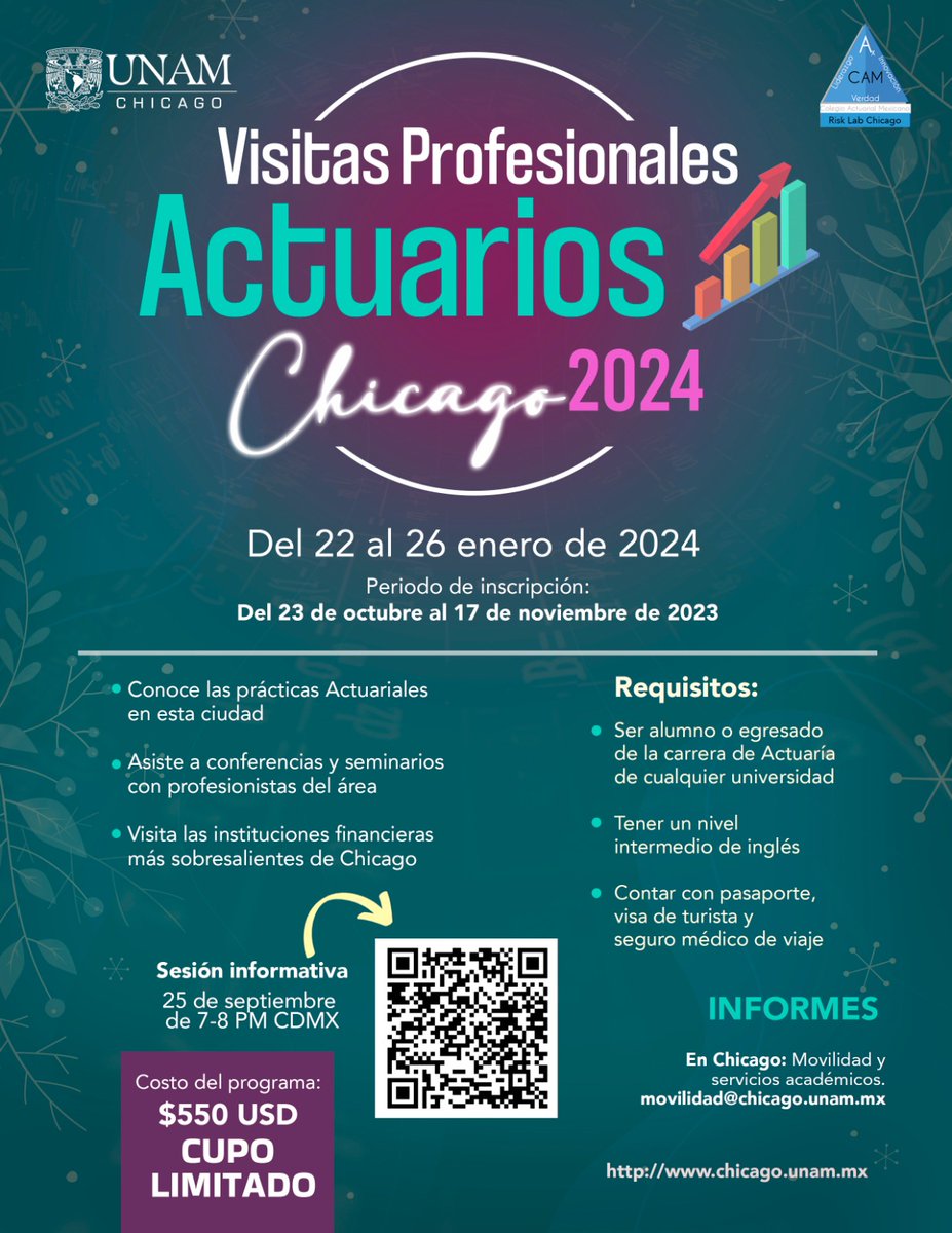 ArturoErdely's tweet photo. Visitas profesionales en @UNAMChicago para estudiantes y egresados de la carrera de #Actuaria de cualquier universidad: https://t.co/5PvltGq6ht