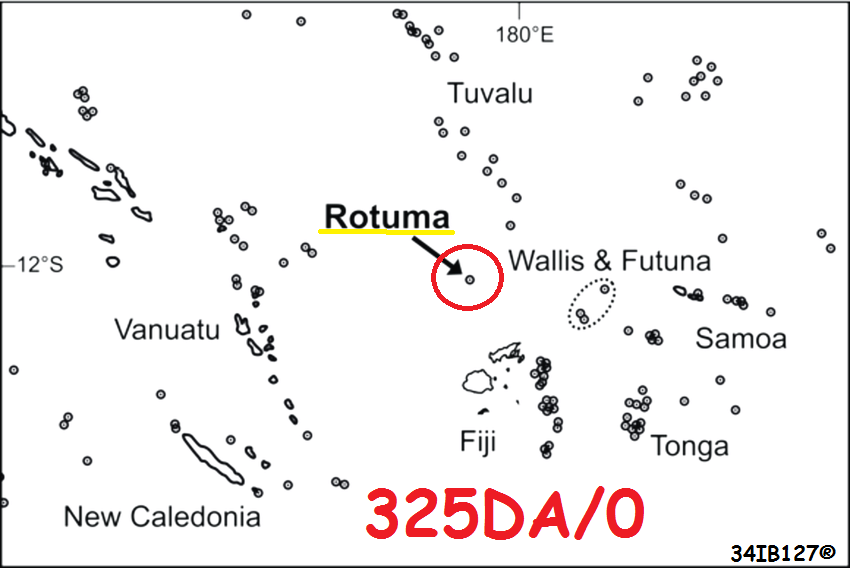 34ib127's tweet photo. Work 325DA/0 Rotuma Island (Pacific Ocean) in 27.610Mhz 21:55gmt 5/2 in my Vertical antena Sirio827.
NEW ONE!!
Jon 34IB127, 34DT127® 
Good Luck!! https://t.co/1UxDpdogjC