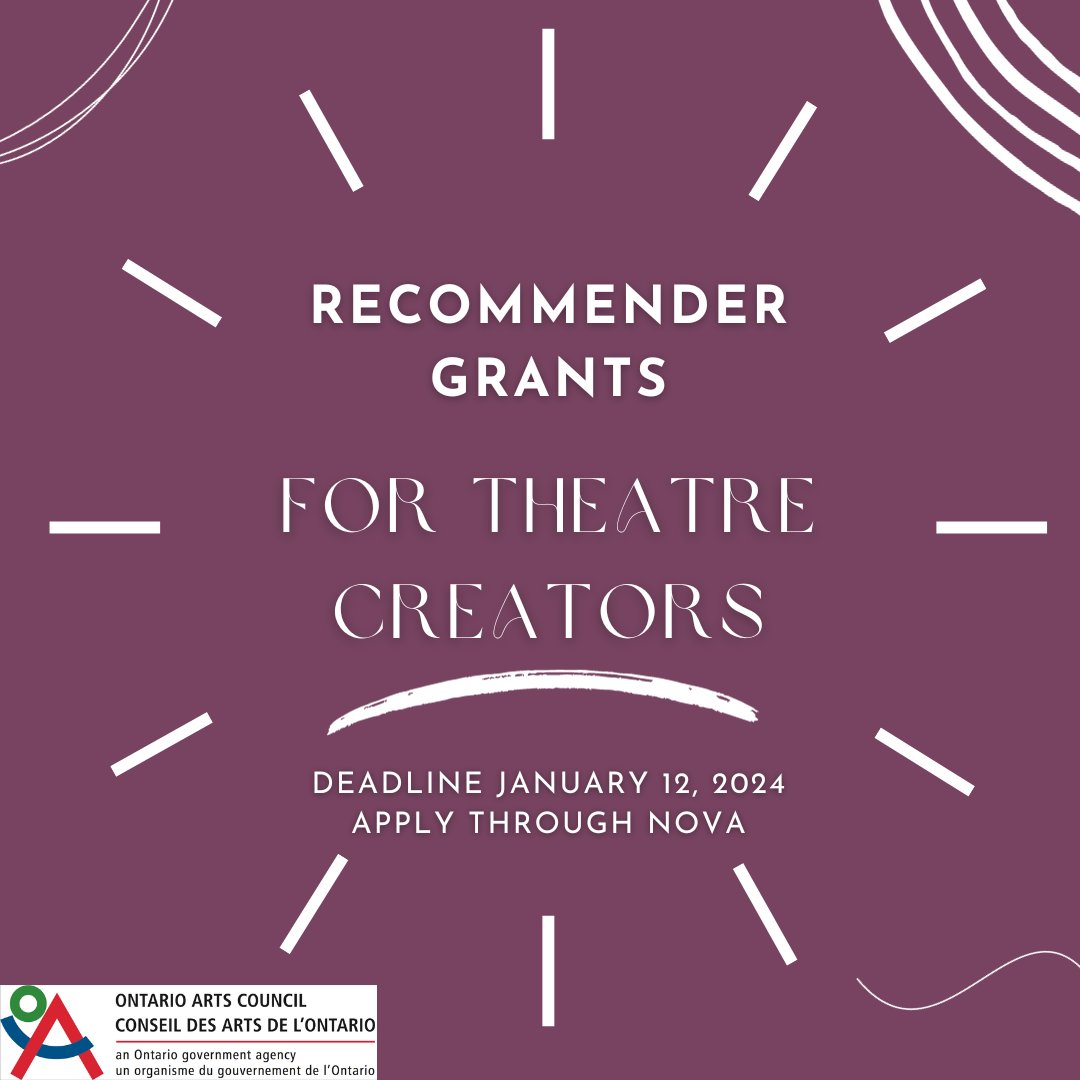 We are thrilled to be participating again this year in @ONArtsCouncil's Recommender Grant for Theatre Creators program! Application deadline: January 12, 2024 For more details: theatregargantua.ca/oac-recommende…