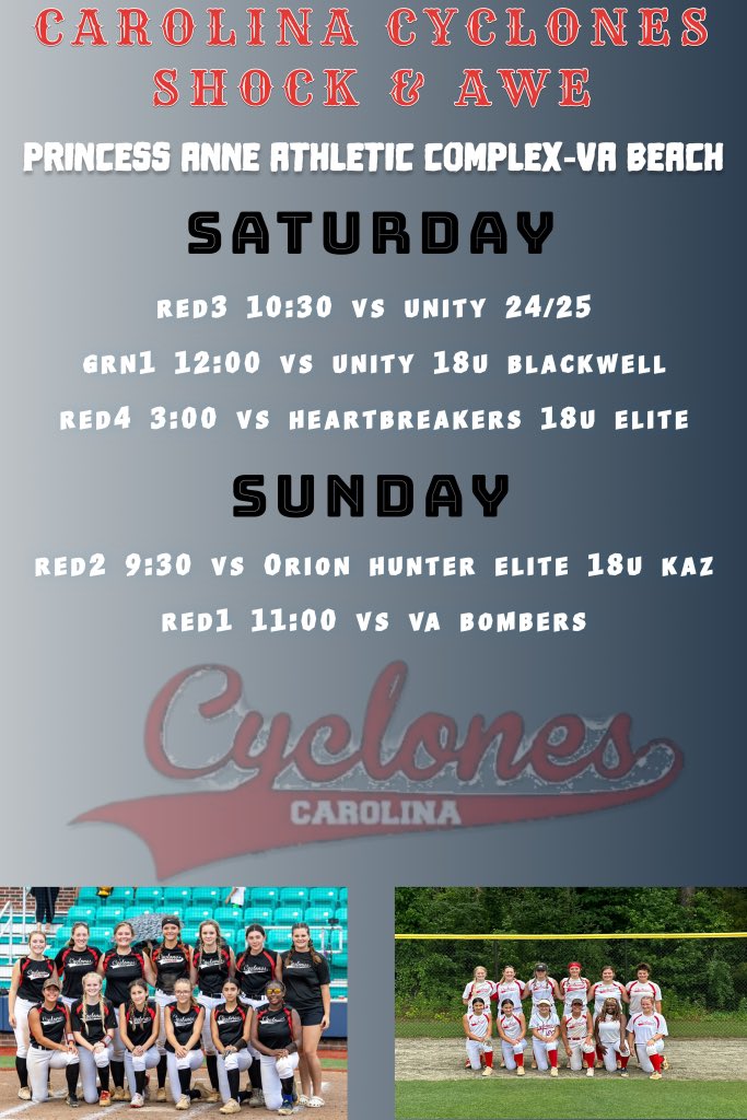 The Carolina Cyclones are in Virginia Beach this weekend. Looking forward to being on the field with my girls this weekend!