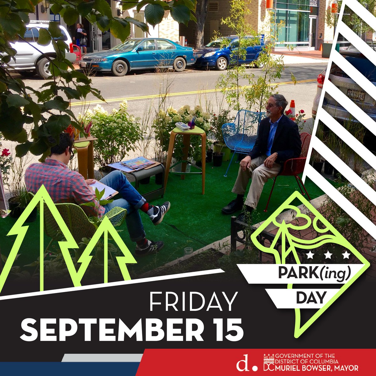 It's that time again! #PARKingDay2023 is happening tomorrow, Friday, Sep 15, from 9 AM to 7 PM. Join us as we turn parking spaces into vibrant parklets. + Follow us on Instagram for a special takeover✨ starting at 9 AM for a front-row seat! 🔗 bit.ly/3ECBwXp #DDOTDC