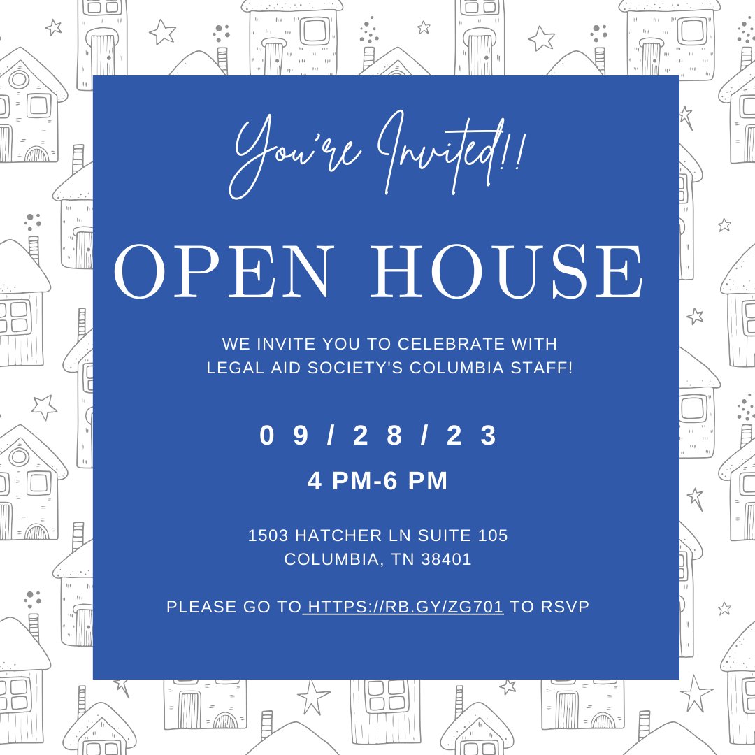 🌟 Join us for our Columbia office Open House event!  

🏢  Tour our office
🤝 Meet our team
🌍 Learn about our mission for justice

For more information and to RSVP, go to rb.gy/zg701. 

Questions? Contact Sarah McCormick at smccormick@las.org.