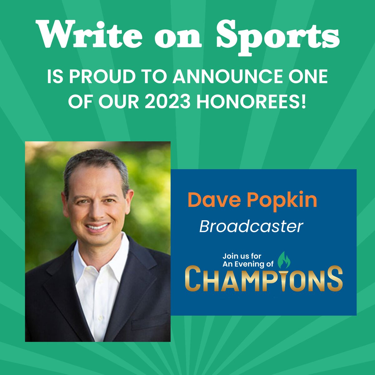 WriteonSports's tweet photo. The Evening of Champions would not be complete without Dave Popkin. Dave is a longtime guest journalist and supporter of Write on Sports, donating his time to mentor WoS students for over a decade. 

@DavePopkin

#WriteonSports https://t.co/a2nKAFrg7x