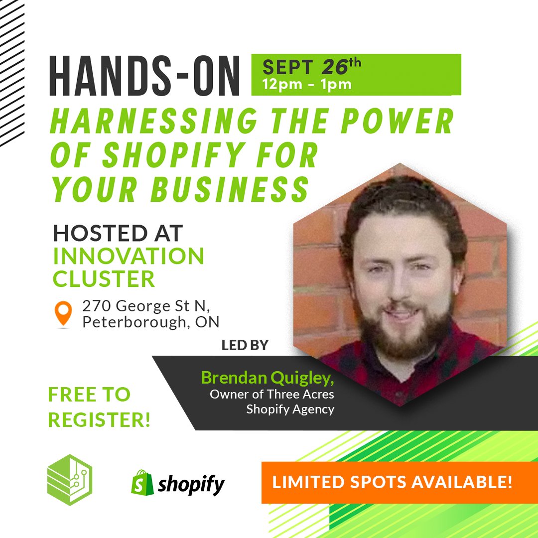 🔥 Unlock Shopify's Power for Your #Business! 🔥
Tuesday, Sept 26th, 12-1pm at the Innovation Cluster. 🗓️

Master #Shopify basics
Discover key features
Decide if Shopify is right for you

👉 Register via Eventbrite - it's FREE! clustershopify.eventbrite.ca 👈 

#EntrepreneurEvent