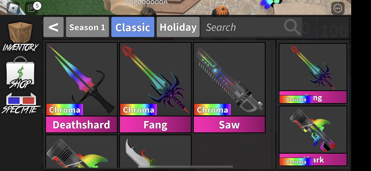 ITzTar1's tweet photo. Trading mm2 chromas &amp; robux
Lf: rh halo/robux

#royalehightrade #rhtrade #royalehightrading #rhtrading #royalehigh #rh #royalehightrades #rhtrades #royalehighselling #mm2trade #mm2trading #mm2trades #mm2sell #mm2selling https://t.co/Jl71w04Y3L