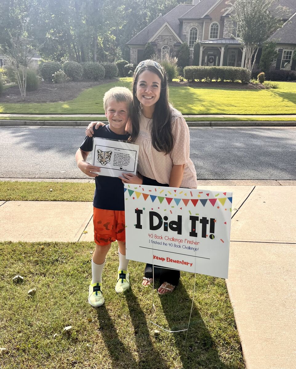 LearnwithMsLake's tweet image. Got to surprise this champion reader at home today! He read 40 books —different genres, topics, and authors! He set a goal for himself and made it happen! So proud of you, Liam! #LearnLeadExcel #40bookchallenge @Kempcougars