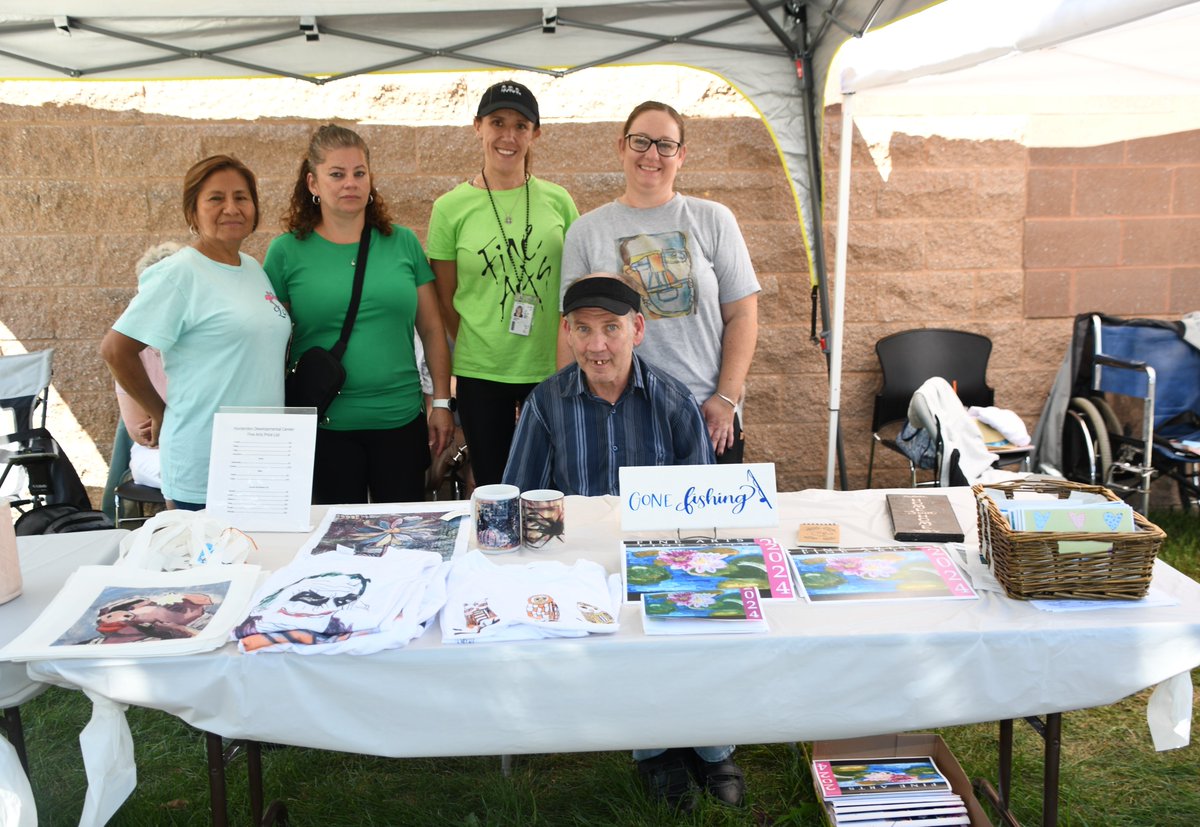 NJDHS's tweet image. .@NJDHS' Division of Disability Services hosted an art sale today featuring artwork created and sold by the clients of our Division of Developmental Disabilities. Art for sale included paintings, t-shirts, ceramic bowls, and more.