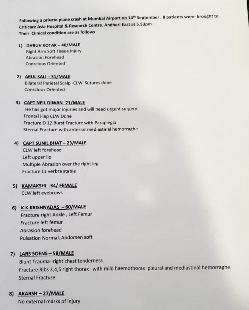 SLCScanner's tweet image. #ViewerDiscretionAdvised  #Learjet45 Registration# VT~DBL crashed while attempted to land on Runway 27 in heavy #rainfall and low visibility at #MumbaiAirport. There were 6 passengers/2 crew-members onboard. 📹:@aviationbrk #Learjet Pic 2: Conditions of those involved/injuries.