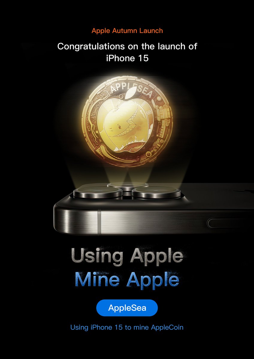 Applesea_io_EN's tweet photo. The new applecoin has been released and the digital era is coming with a bang!
Now you can sign up for Applesea with the new iPhone 15 and instantly receive AppleCoin tokens worth up to $22! #Apple #AppleCoin #Iphone15 @Apple #BlockchainInnovation #Token2049Singapore https://t.co/lX83gKo107