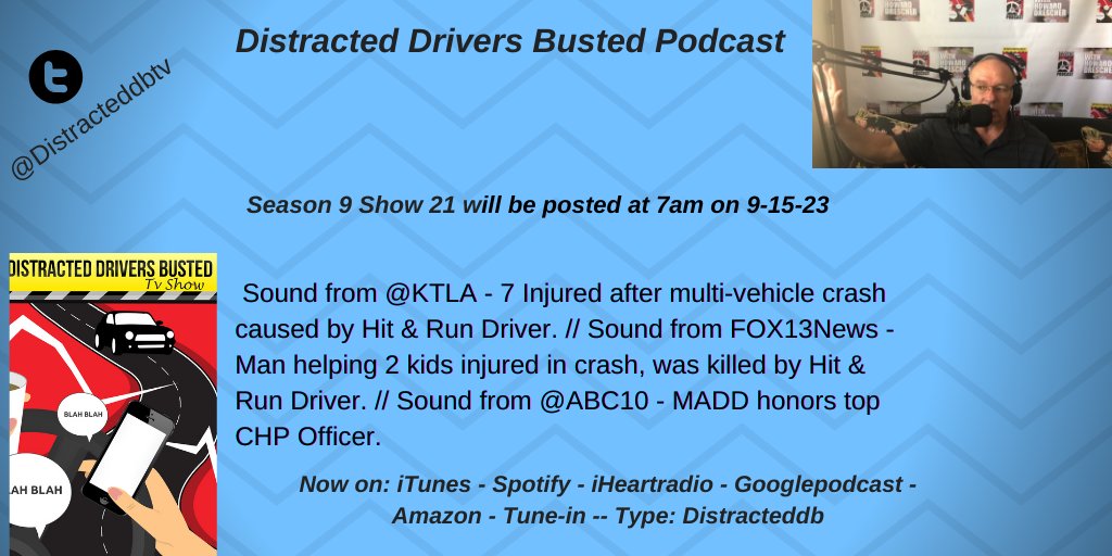DistractedDBTV's tweet photo. Next Podcast Show - tomorrow at 7am. It's Season 9 Show 21. From @Fox13News - Man helping 2 kids injured in a crash, killed in Hit and Run in Lake Wales. Listen @iTunes @Spotify @iHeartadio @Amazon @Googlepodcast @TuneIn - Keyword Distracteddb https://t.co/B4otjhcGhV