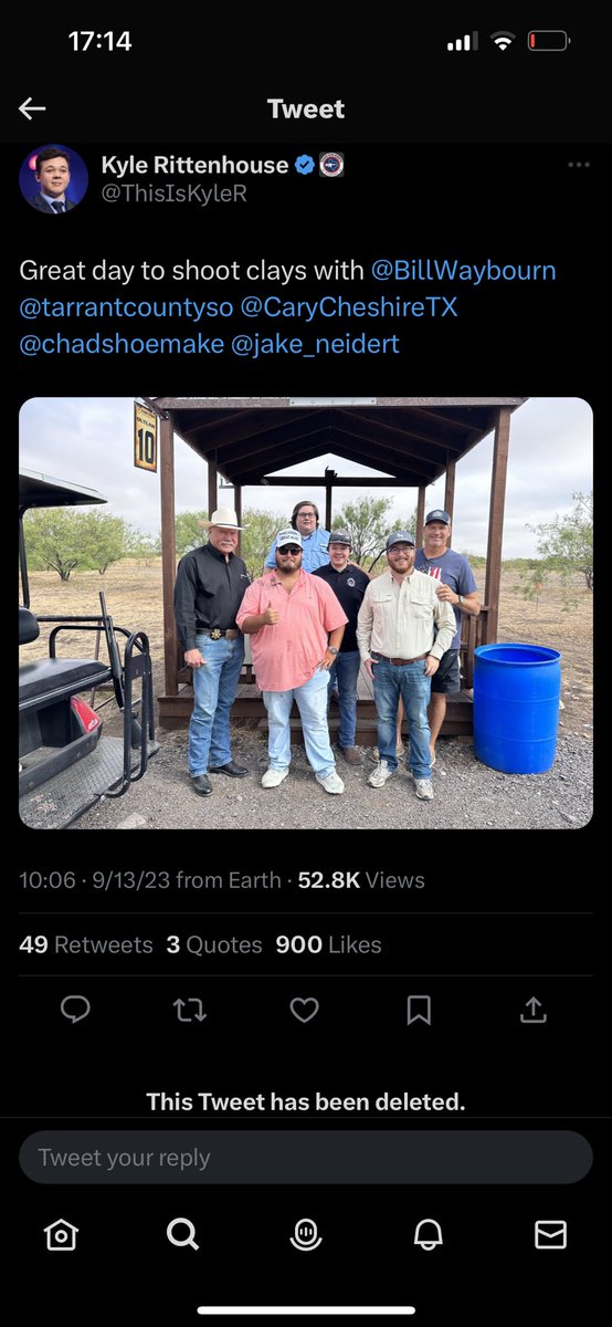 Yeah, that appears to be @tarrantcountyso @BillWaybourn hanging with Kyle Rittenhouse & Jake Neidert, who’s making the rounds this week for dm-ing a woman “is your name Sandy Hook bc I could shoot some kids in you”