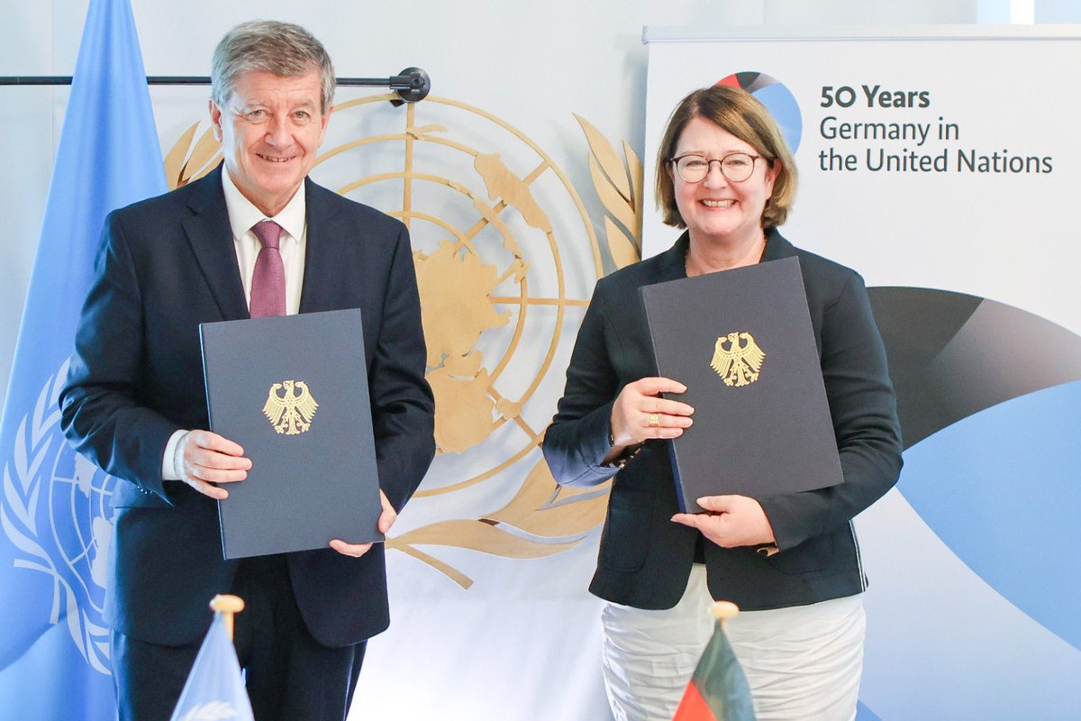 GermanAmbUN_NY's tweet photo. With Germany’s 50th anniversary as UN Member State ahead of us, I am honoured to announce a 2,75 million € contribution to advance Our Common Agenda. This shows Germany‘s commitment and active role in making the UN fit for the future. #multilateralism #50years 🇩🇪🇺🇳 https://t.co/SRJgFCQATF