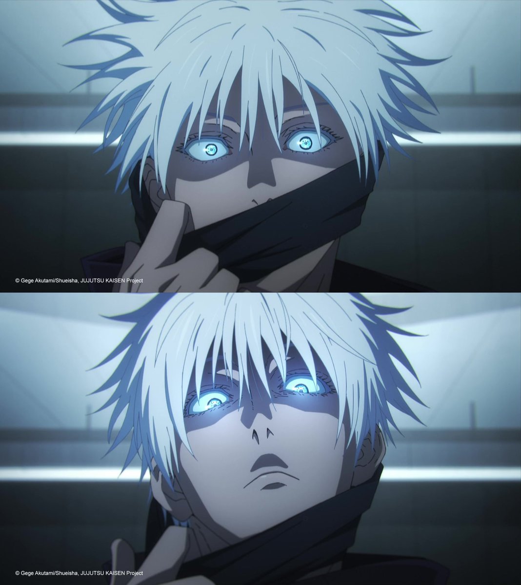 animetv_jp's tweet photo. Gojo removes his blindfold! 😨

— Watch JUJUTSU KAISEN Season 2 on Crunchyroll! https://t.co/qwuXZdwUWg