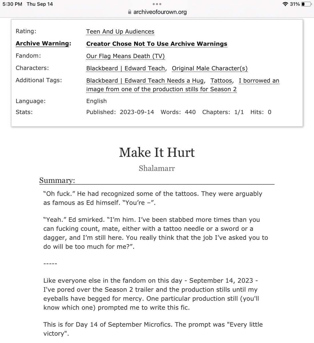 ShalamarrAO3's tweet photo. Here’s my entry for Day 14 - “Make It Hurt”:  https://t.co/yx7Ef436PG https://t.co/MpPNTzuAVw