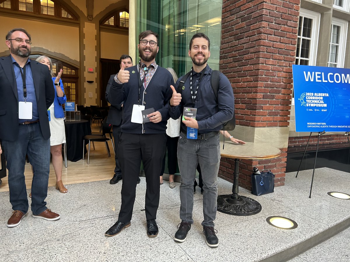 RedDeerPolytech's tweet image. Congratulations to Tristan and Derek, a @RedDeerPolytech grad and current student, on winning the student poster contest at the first annual Alberta Corridor Technical Symposium – Research Matters: Empowering Alberta Through Innovative Solutions! #MyRDP #AppliedResearch