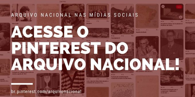 ArquivoBrasil's tweet photo. Já visitou o #Pinterest do #ArquivoNacional?
Lá você encontra diversos documentos do acervo do AN, como fotos, mapas e vídeos.
Visite:
🔗https://t.co/gdtpd0tUoo
#arquivos #historia #memoria
@pinterestbr https://t.co/lRyLdnmf4L