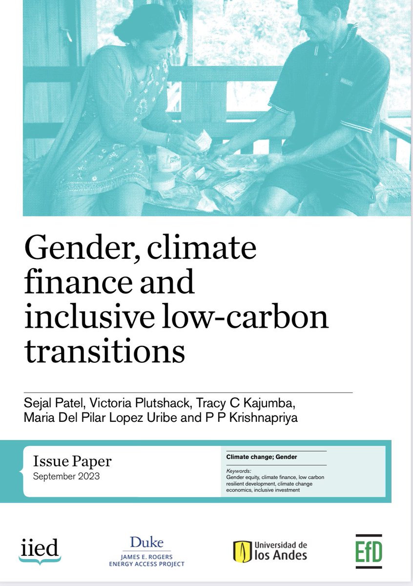 Nuestro documento de política sobre “Género, Cambio Climático y transición a energías limpias”, con <a href="/SejiPatel/">Sejal Patel</a> <a href="/TKajumba/">Tracy C. Kajumba</a> <a href="/vplutshack/">Victoria Plutshack, Ph.D.</a> <a href="/ppkrishnapriya/">P P Krishnapriya</a> (<a href="/WinEED_EfD/">WinEED</a> <a href="/EfD_initiative/">EfD</a> <a href="/IIED/">IIED</a>) ya está disponible en este link)

iied.org/sites/default/…