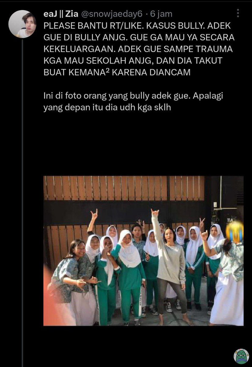 💚 help ramein guys biar di usut... 

Undang² untuk pelaku di bawah umur seharusnya ada biar mereka jera. Biadap, kalo mau liat videonya ada diakunnya lgsg y🛐🛐