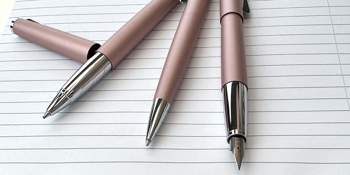 PenChalet's tweet photo. A rose by any other name...actually no. I'd like a ROSE, please. The Lamy 2023 Special Edition Rose Studio specifically. Preorder yours now: https://t.co/fMMyyf0Oyr #LamyStudio #SpecialEdition #NewPen #PenChalet #PenAddict #FountainPen #Pen https://t.co/yDMUaDDTp4