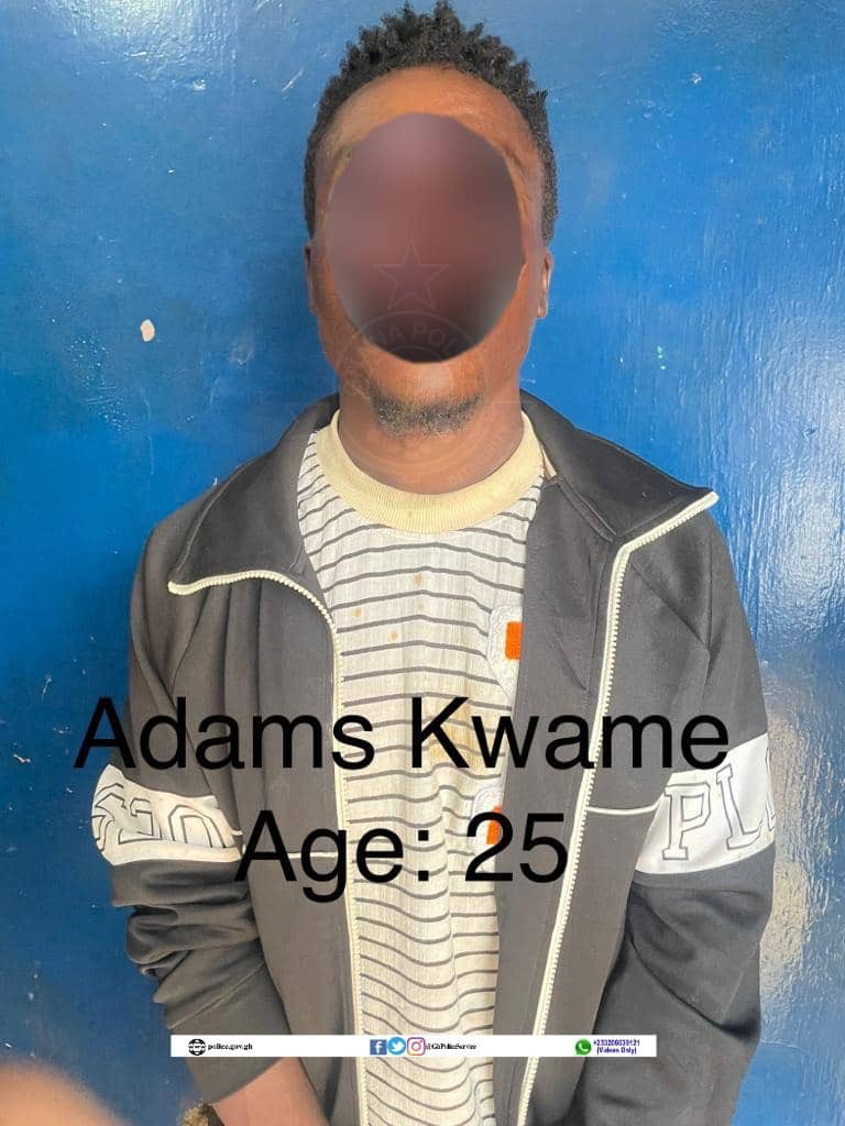 GhPoliceService's tweet photo. POLICE ARREST TWO SUSPECTS FOR PREPARATION TO COMMIT ROBBERY 

The Police have arrested two suspects, Adams Kwame and Abubakari Sharif, for preparation to commit robbery. https://t.co/XewFRcZLrt