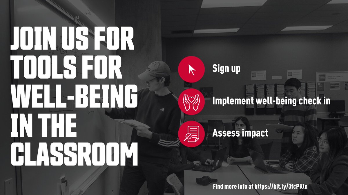 Be part of a community of care - join Tools for Well-being in the Classroom (TWC) and implement quick strategies that are designed to support social connections, flexibility, inclusivity, and student well-being in your classes and sessions. bit.ly/3fcPKln