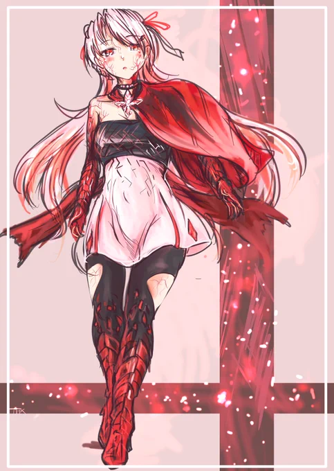 朝落書き AC6のエアちゃんイメージ  油彩ブラシとかでガンガン色入れたかった気分