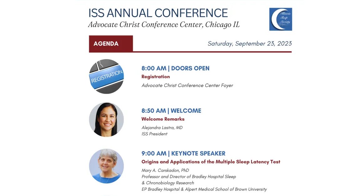 Dr. Jen Mundt (@jenmundtphd) on Twitter photo If you're in Chicagoland, join us 9/23 for the <a href="/SleepIllinois/">Illinois Sleep Society</a> fall conference!
The eminent Dr. Carskadon will give the keynote address on the origins of the MSLT
illinois-sleepsociety.org/get-involved/e⦠If you're in Chicagoland, join us 9/23 for the <a href="/SleepIllinois/">Illinois Sleep Society</a> fall conference!
The eminent Dr. Carskadon will give the keynote address on the origins of the MSLT
illinois-sleepsociety.org/get-involved/eā¦