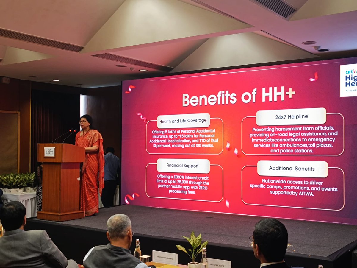 At the launch of “The Highway Heroes+(HH+) project” by <a href="/aitwa/">All India Transporters Welfare Association 🇮🇳</a> Spl secretary <a href="/SumitaDawra/">Sumita Dawra</a> highlighted how this project will provide vital support to truck drivers to ensure the smooth flow of goods across India by addressing the various issues faced by them.
