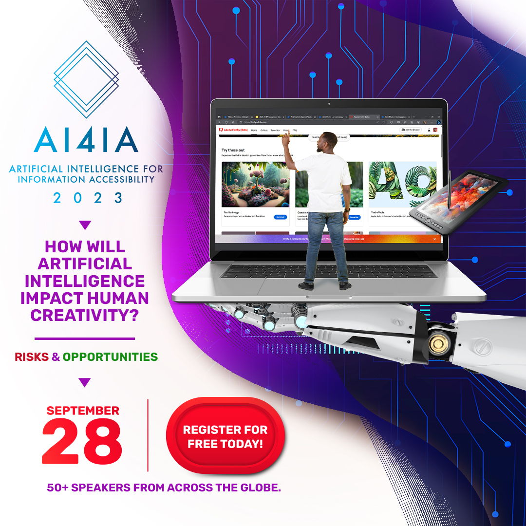 BCJamaica's tweet photo. How will AI reshape your creative landscape? Risks? Opportunities?

Join us at the 4th Annual AI4IA Conference hosted by the UNESCO Information For All Programme (IFAP) Working Group on Information Accessibility (WGIA) to learn more. Register for FREE: https://t.co/SoLILAGPIQ 🔍 https://t.co/4XiU3zCAjO
