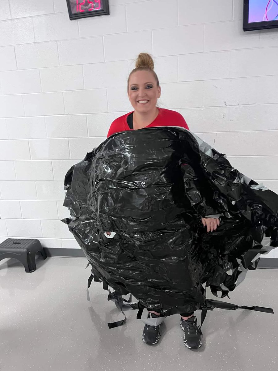 We celebrated high attendance day yesterday!! We only had 6 students absent which means we had 98% attendance!!!  That also means the kids got to tape me to the wall! #WeareNewport 🐾♥️