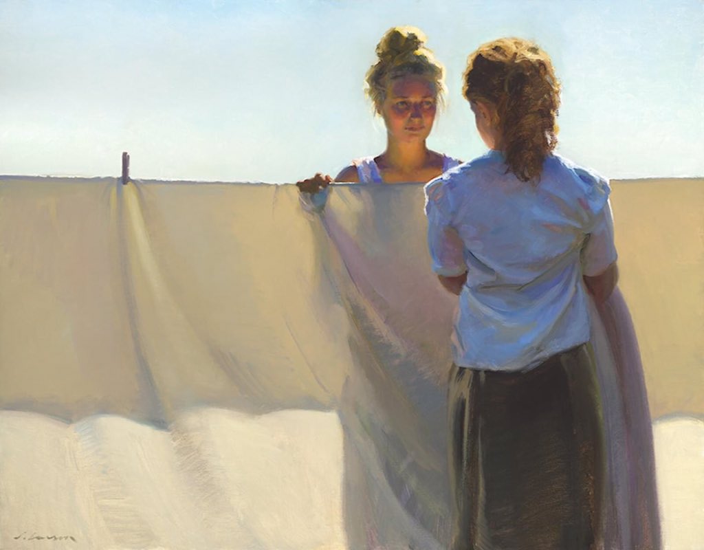 olgatuleninova's tweet photo. Jeffrey T. Larson (American, b.1962)  
"Laundry," 2015 
Oil on linen 
36 x 46 in https://t.co/CW61ePh1rY